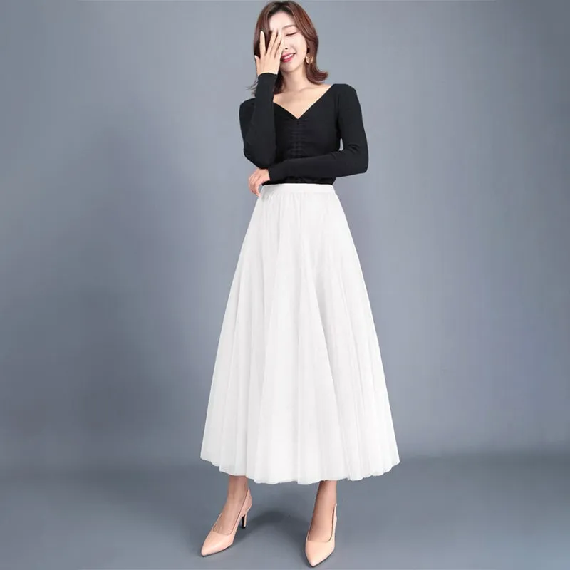 Princess Mesh Pleated Tulle Skirts
