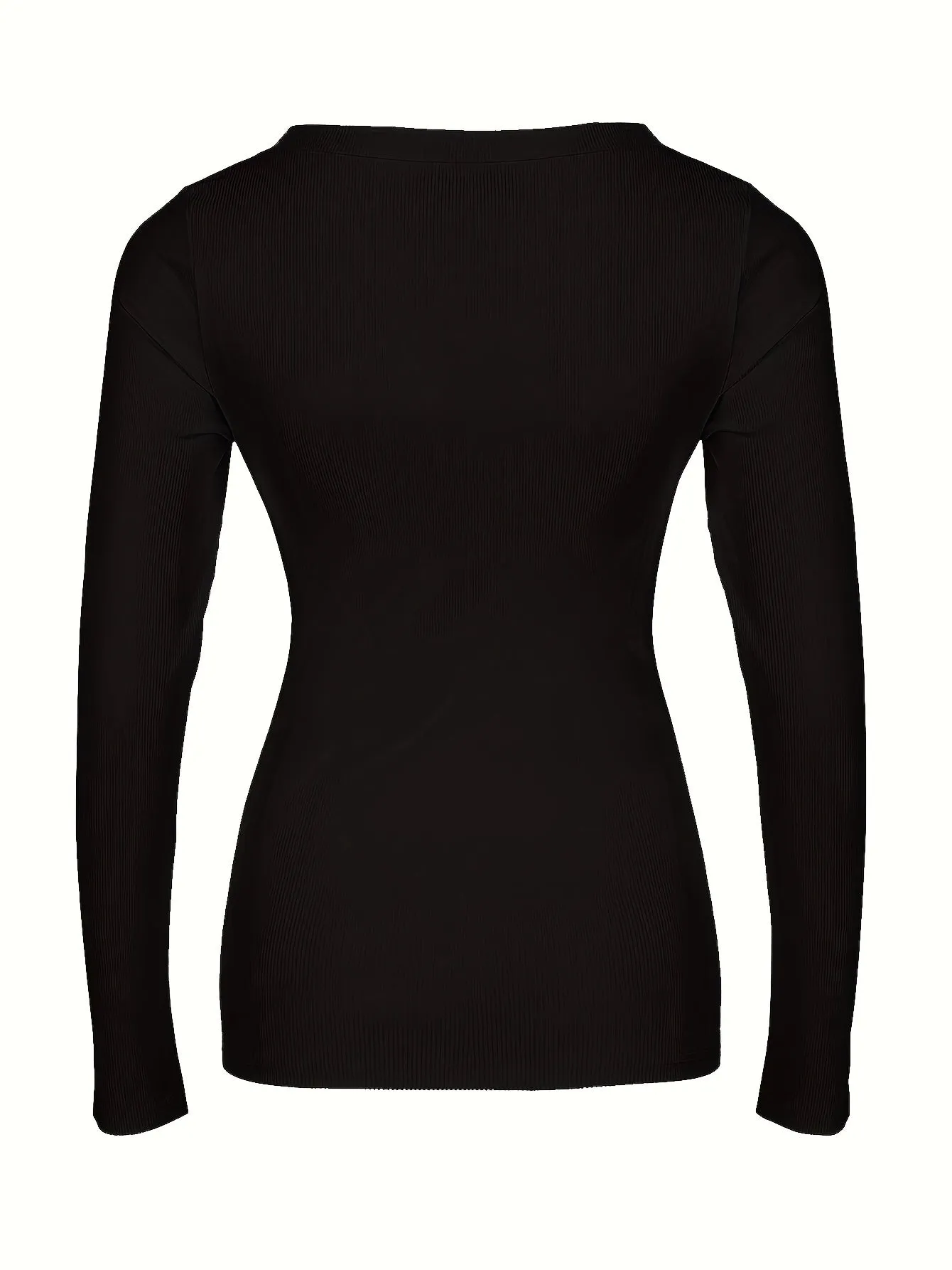 Purpdrank Womens Soft Ribbed Square Neck T-Shirt - Trendy Long Sleeves for Spring & Fall - Versatile Casual Wear