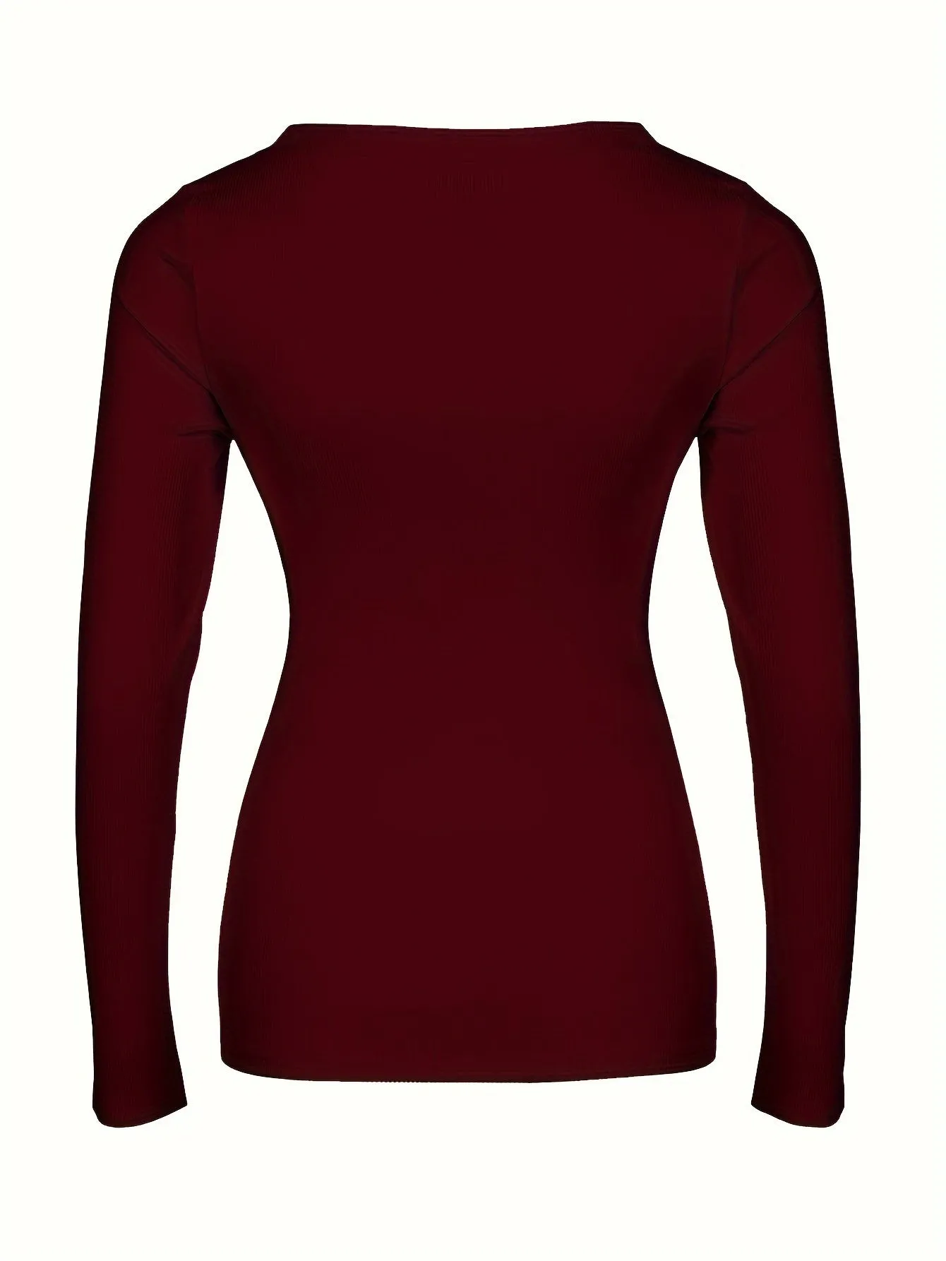 Purpdrank Womens Soft Ribbed Square Neck T-Shirt - Trendy Long Sleeves for Spring & Fall - Versatile Casual Wear