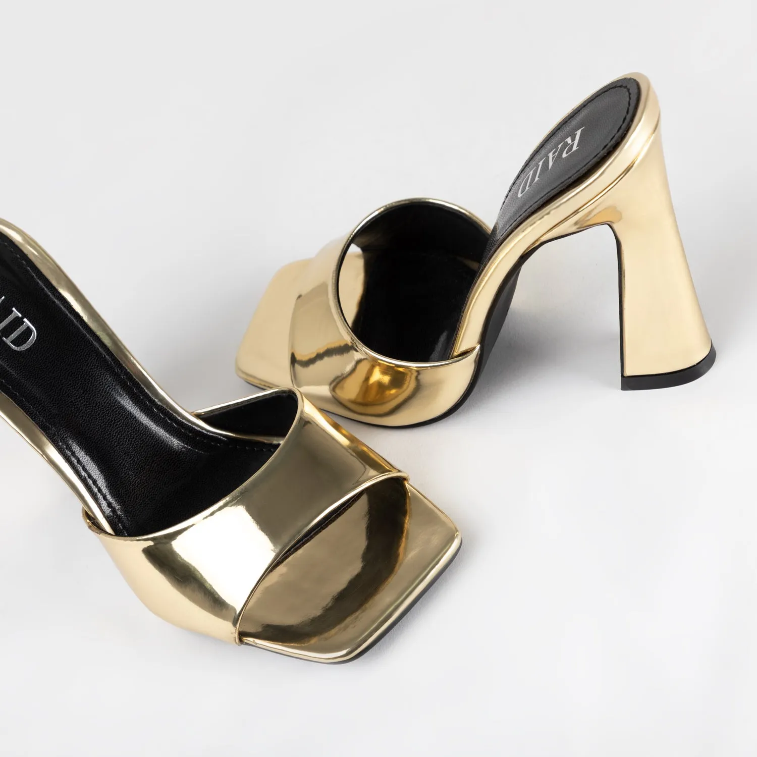 RAID Alenna Heeled Mules in Gold