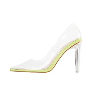 RAID Ridha Perspex Court Shoes In Clear Lime
