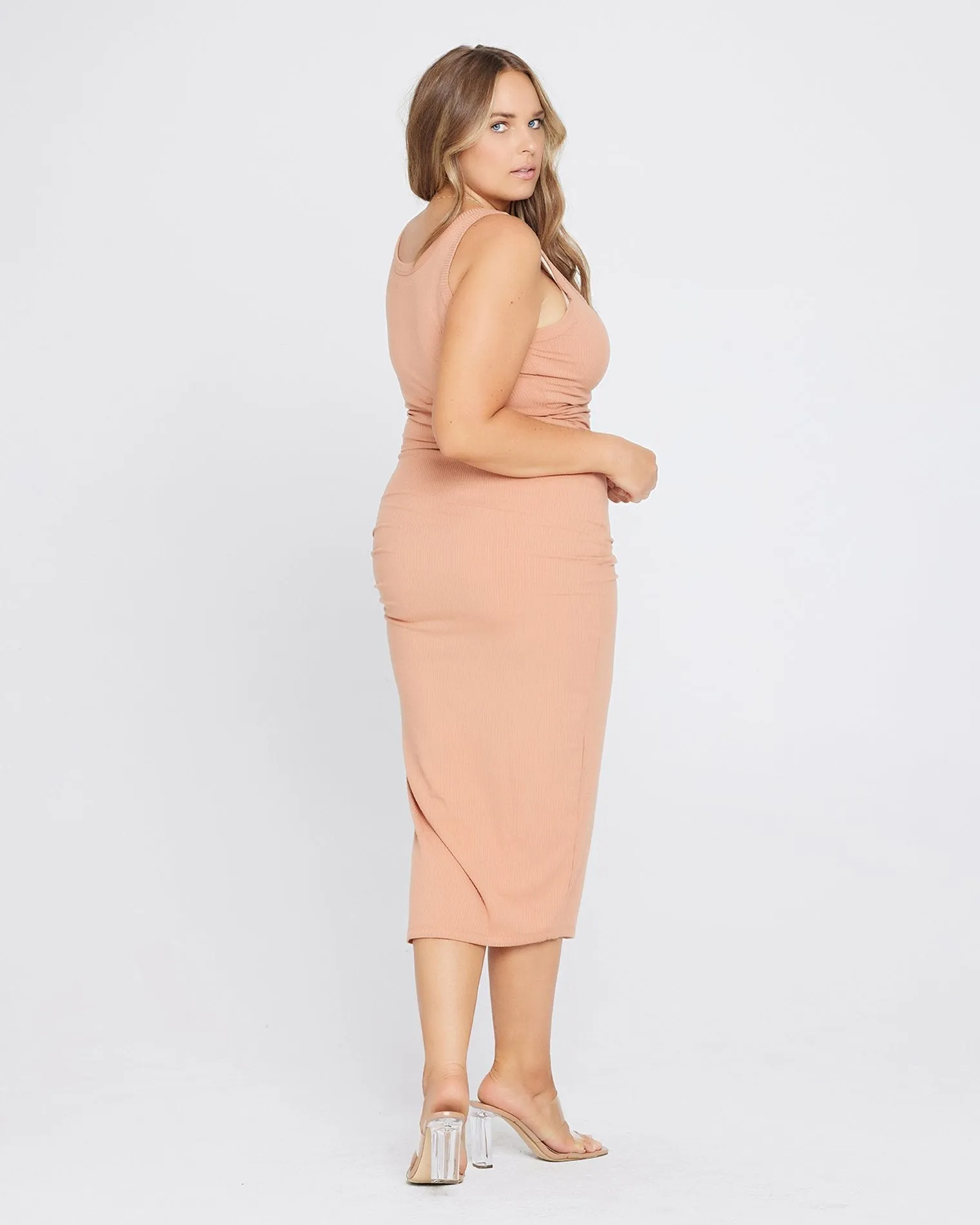 Sandpiper Ribbed Midi Dress - Putty