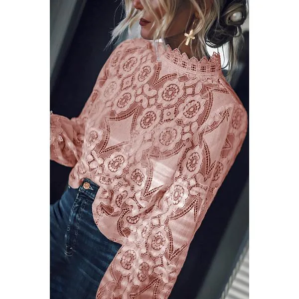 Sexy Lace Solid Color Blouses
