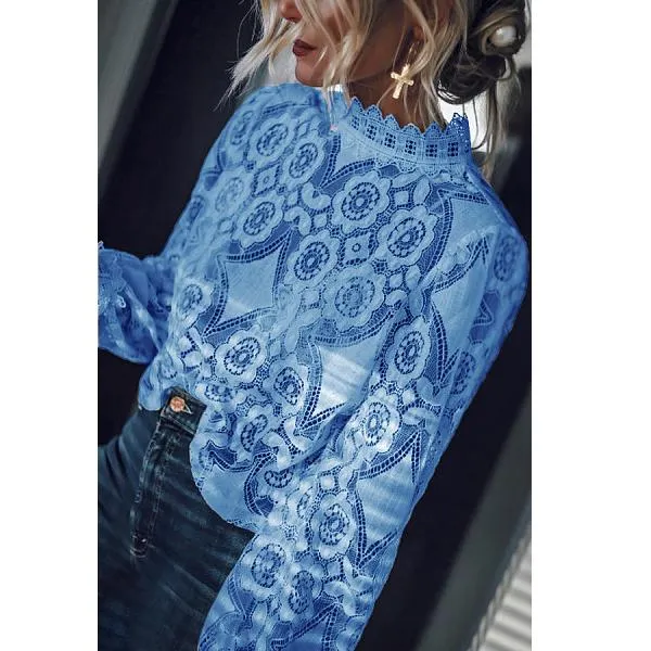 Sexy Lace Solid Color Blouses