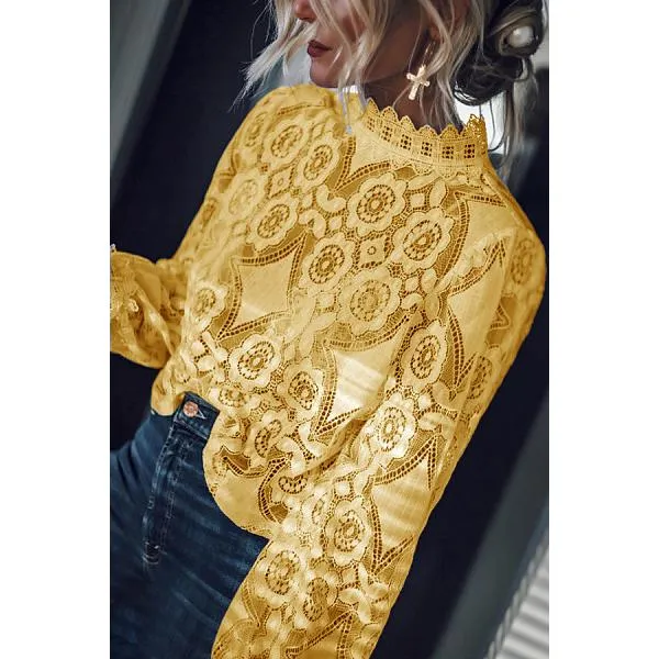 Sexy Lace Solid Color Blouses