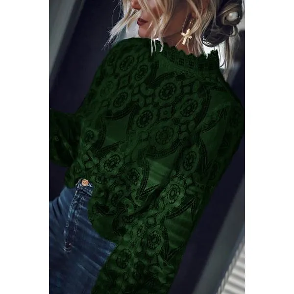 Sexy Lace Solid Color Blouses