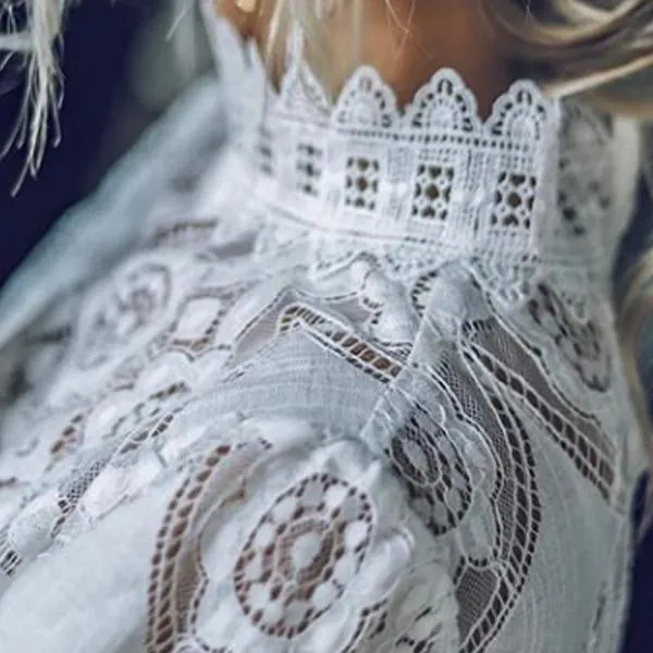 Sexy Lace Solid Color Blouses