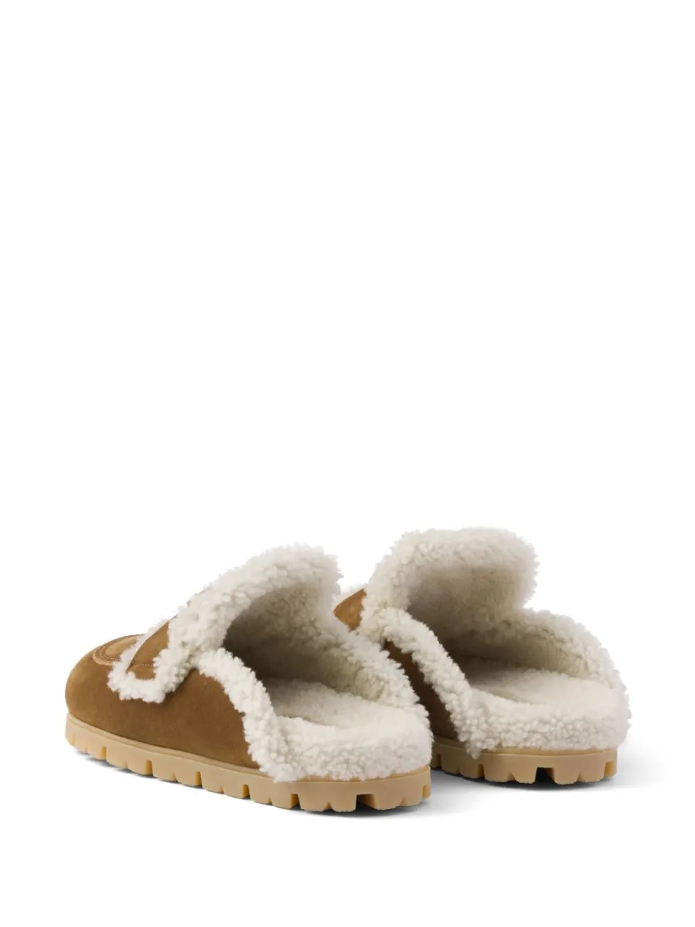 Shearling-lined suede mules