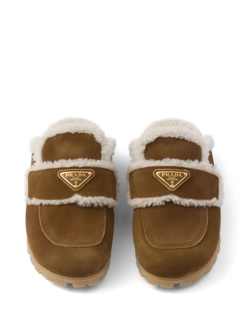 Shearling-lined suede mules