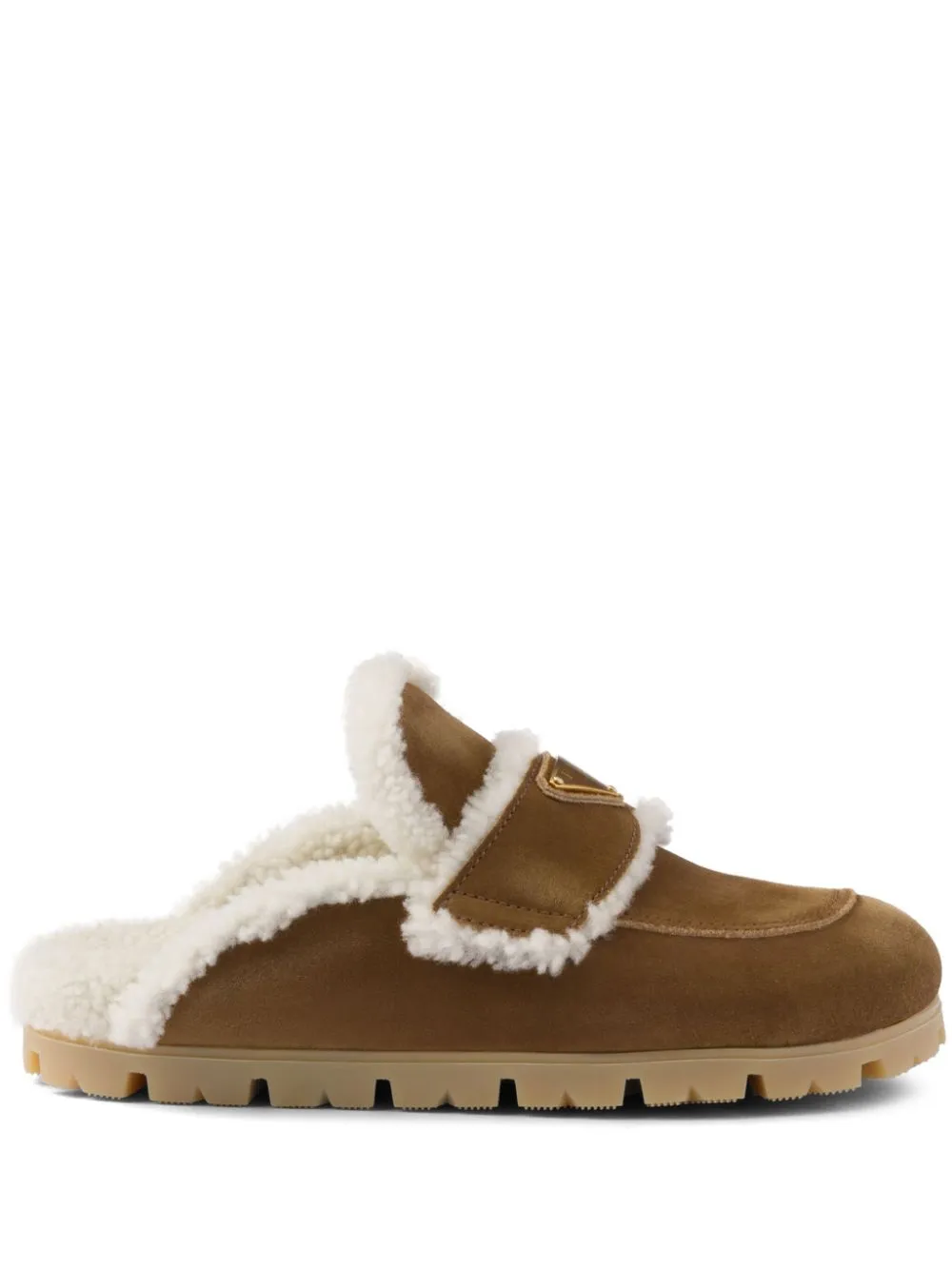 Shearling-lined suede mules