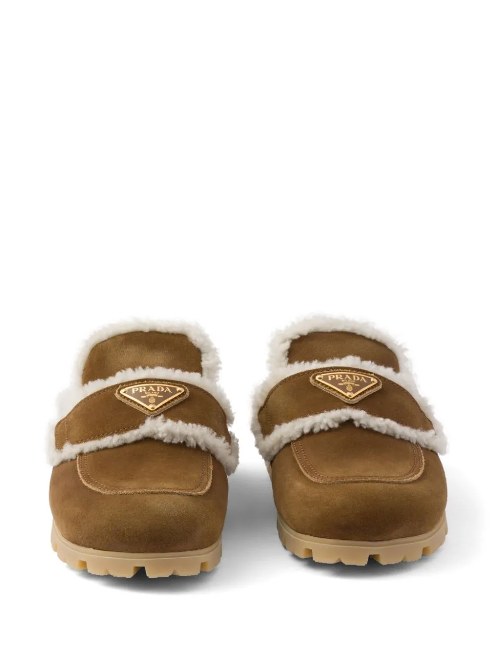 Shearling-lined suede mules
