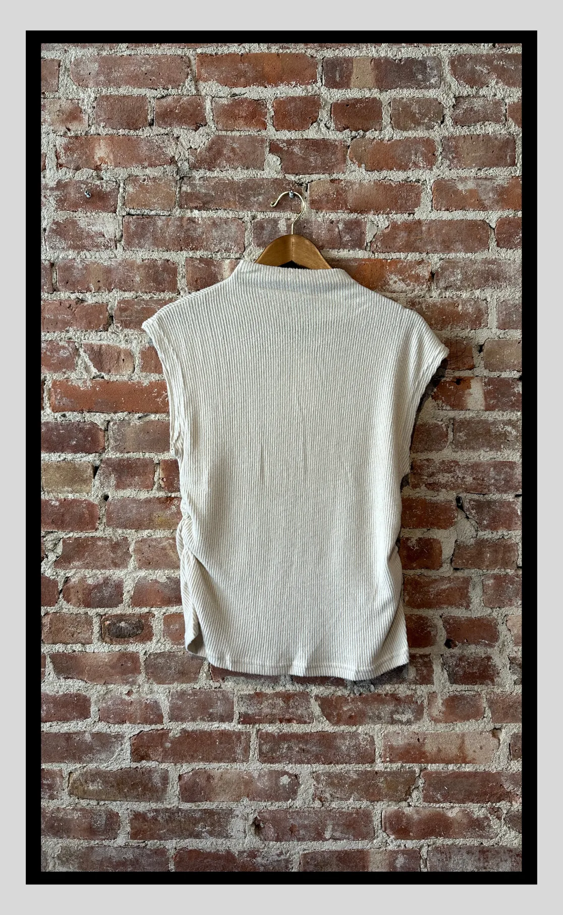Sleeveless Mock Neck Ribbed Top