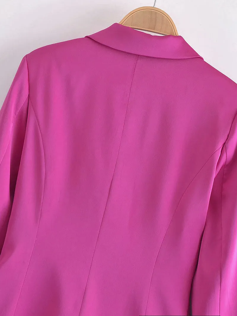 Solid Color Bow Suit Coat Women Office Wear