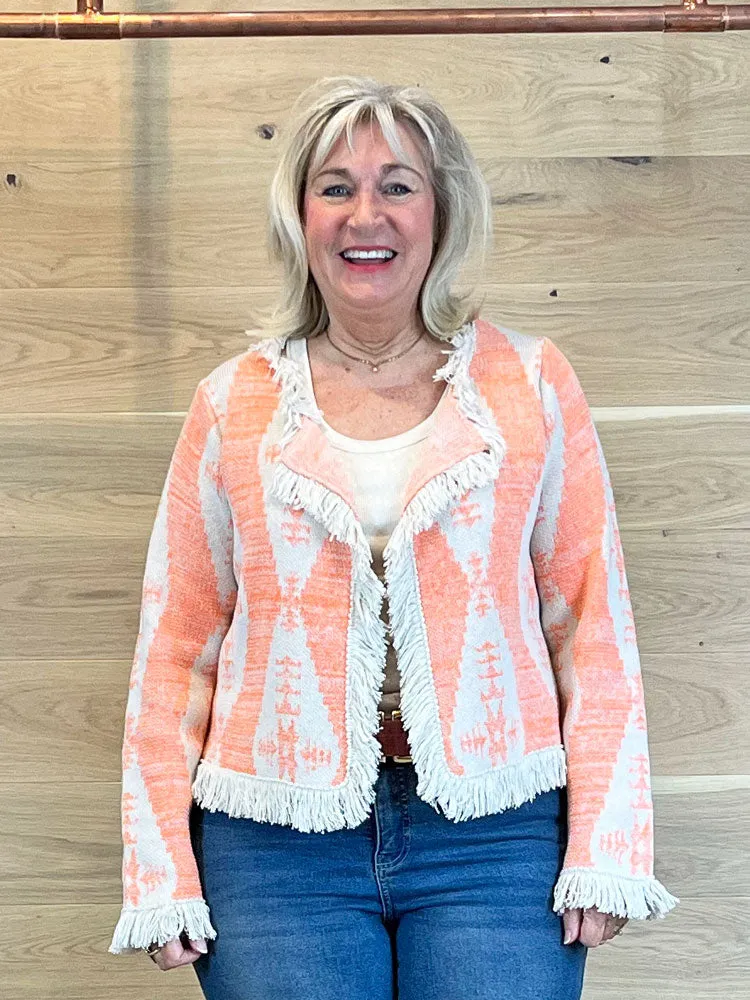 Summum Knitted Ikat Jacquard Jacket Papaya