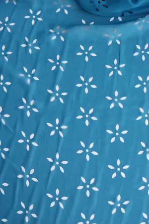 Teal Floral Laser Cut Chiffon