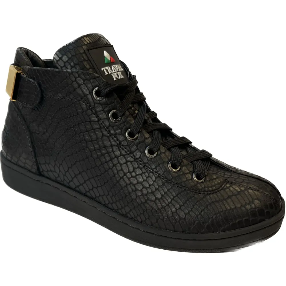 Travel Fox Malibu Nappa Men's Black Leather High Top Sneakers 915601 085