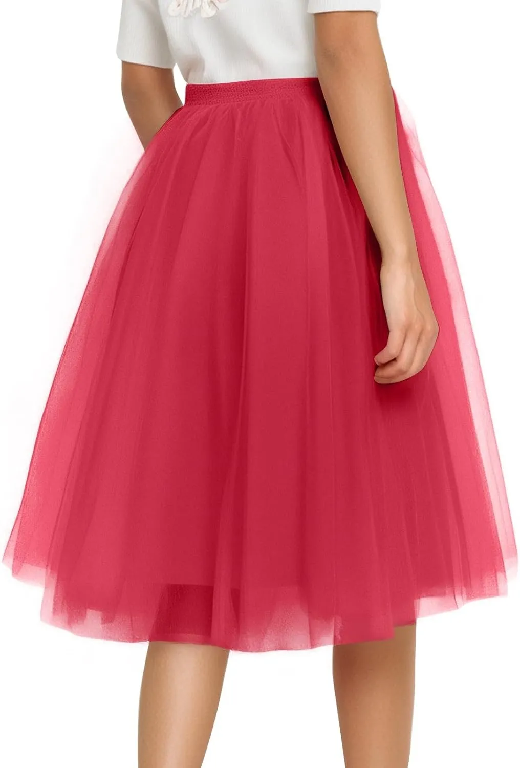 Tulle Skirts for Women Midi Layered A Line Skirt Skorts Elastic High Waisted Tutu Skirt for Prom Party