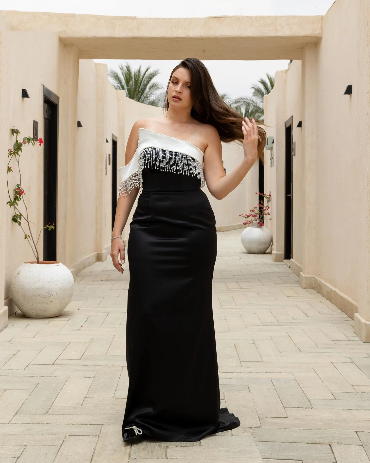 Two Tone One Shoulder Soiree Dress (8723) - Mr Joe
