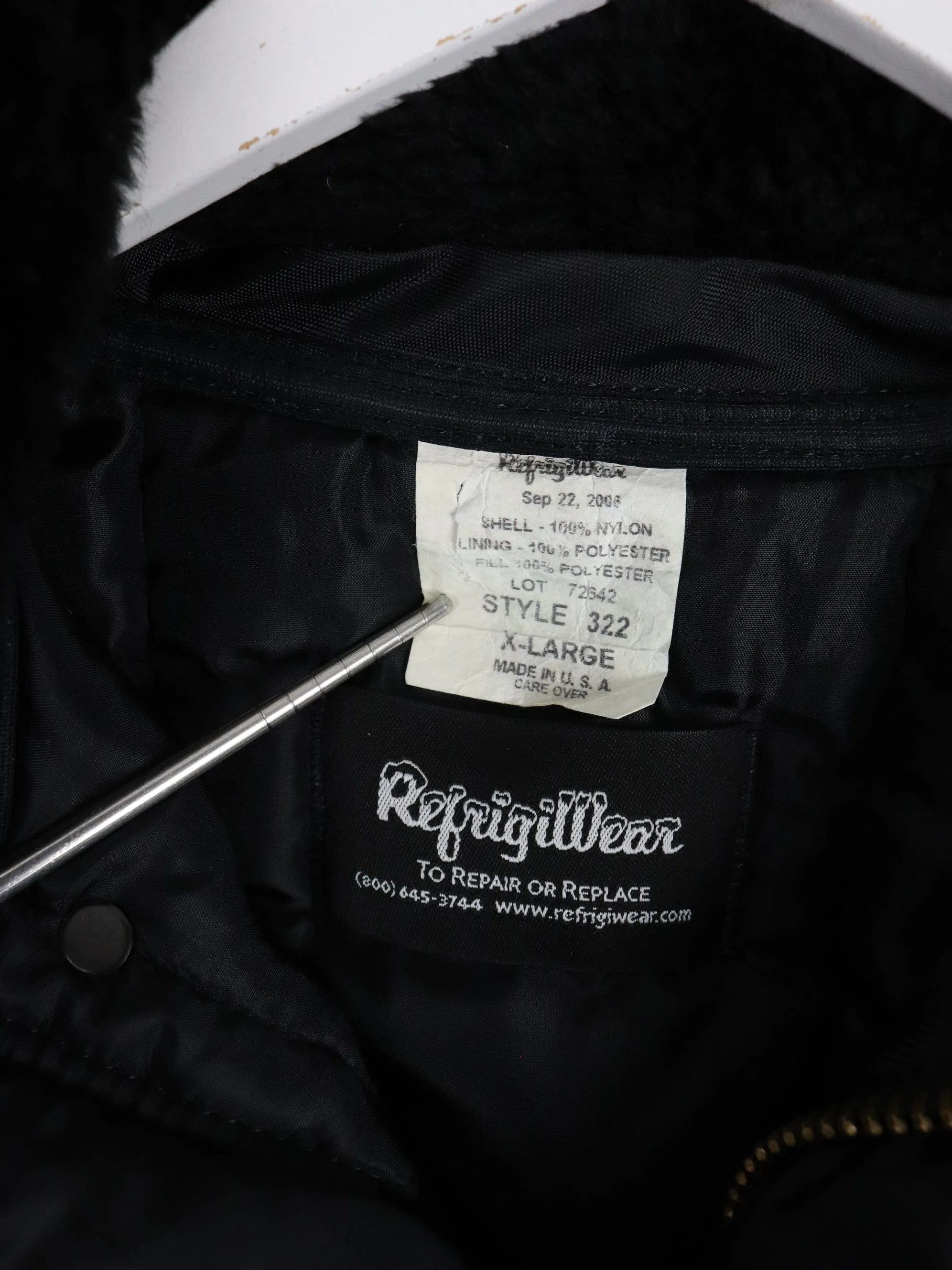 Vintage Refrigi Wear Jacket Mens XL Black Coat