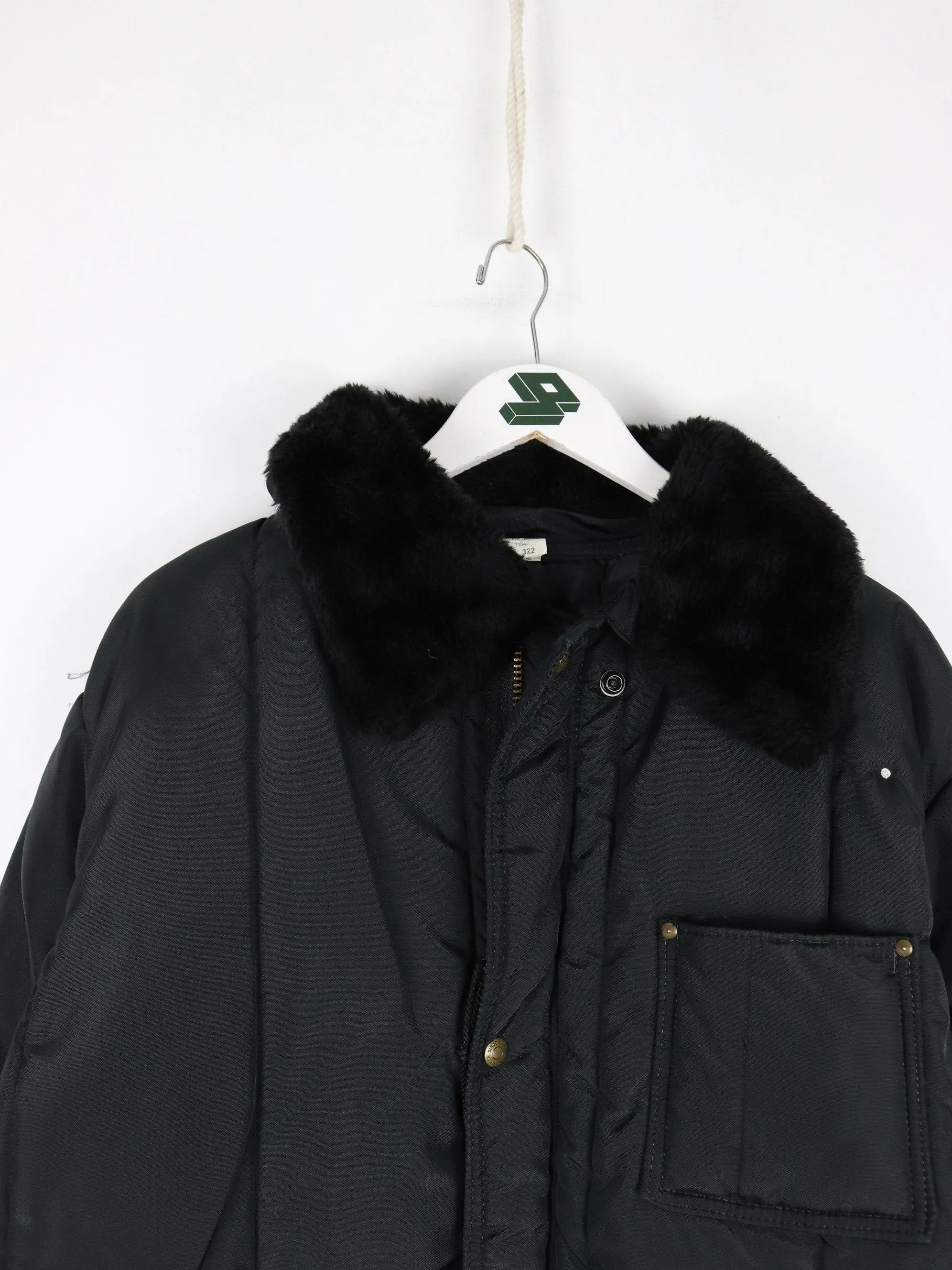 Vintage Refrigi Wear Jacket Mens XL Black Coat