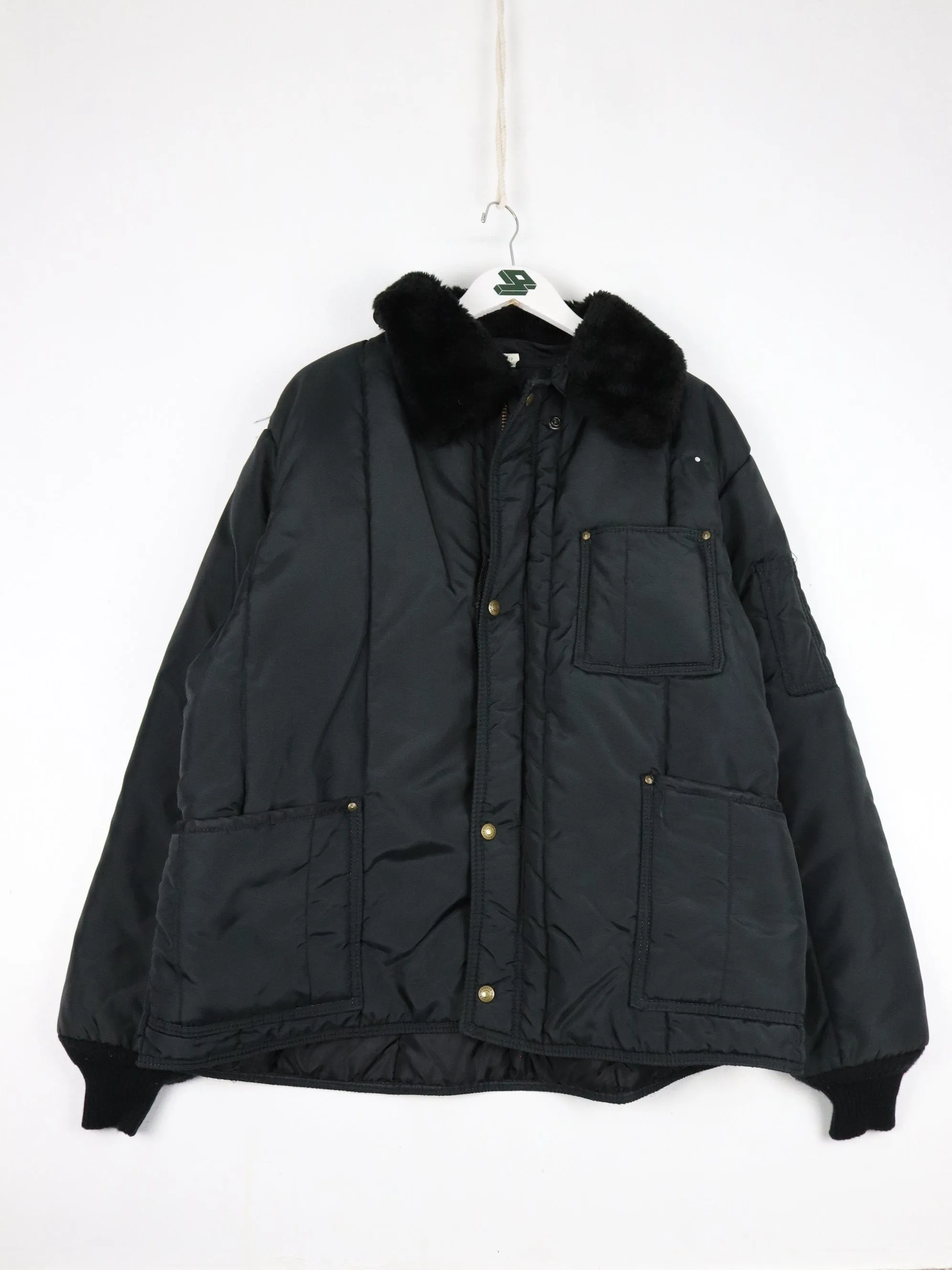 Vintage Refrigi Wear Jacket Mens XL Black Coat