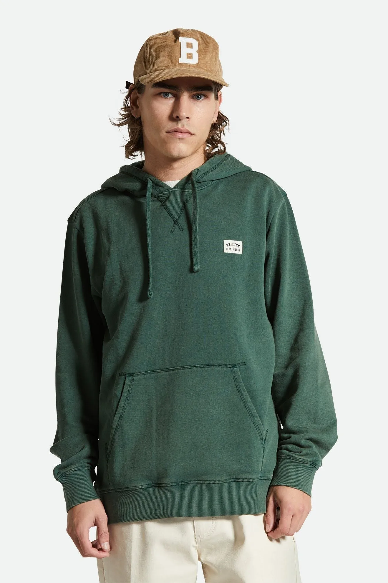 Vintage Reserve Cross Loop French Terry Hood - Trekking Green Sol Wash