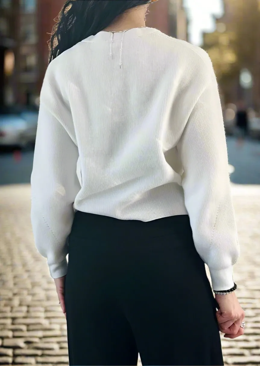 WHITE CARDIGAN SWEATER
