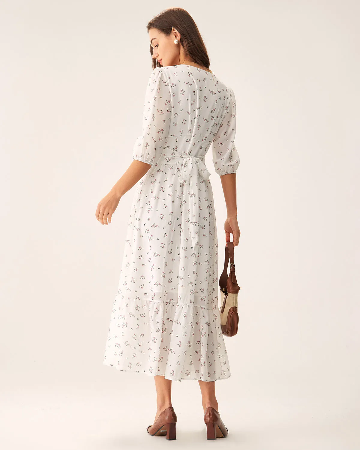 White Floral Flowy Maxi Dress
