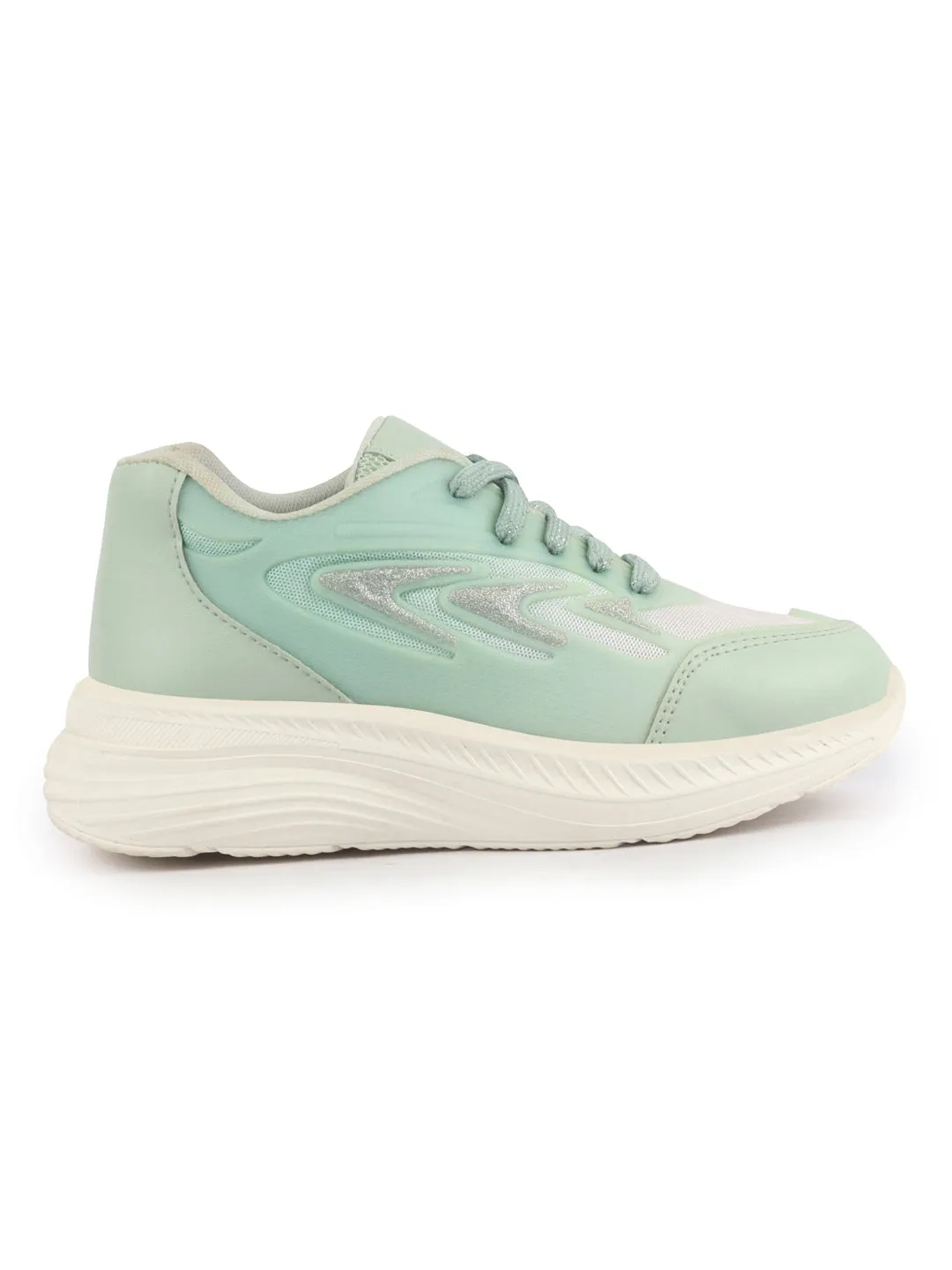 Women Glittery Shiny Chunky Casual Sneakers Lightweight and Comfortable Lace-Up Shoes Memory Cushioned Footbed Insole