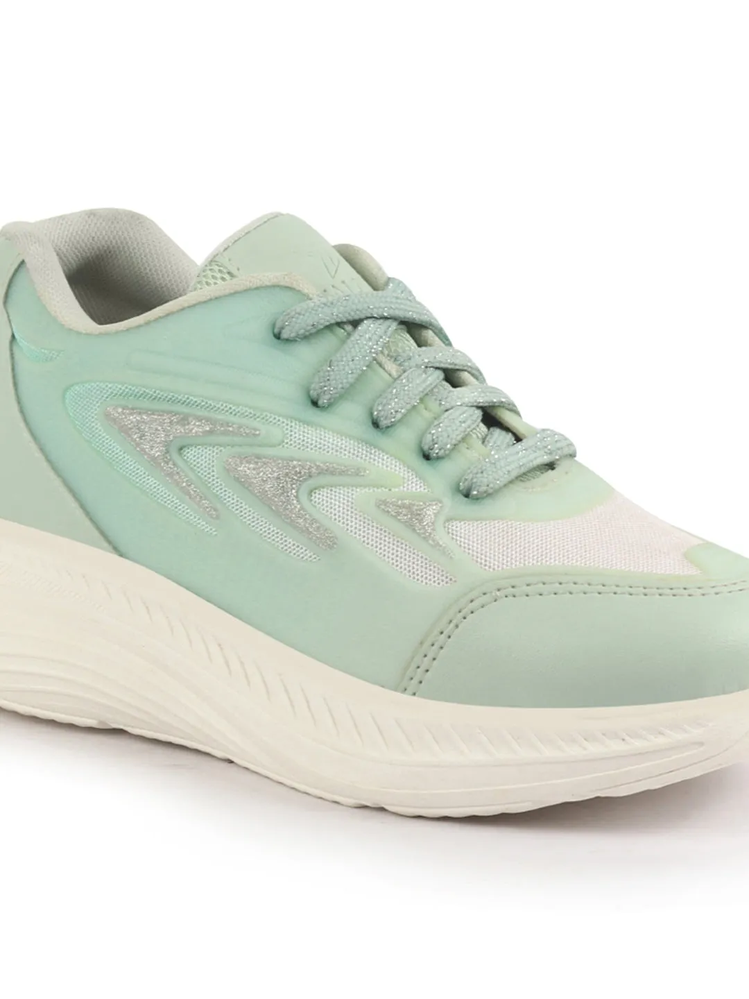 Women Glittery Shiny Chunky Casual Sneakers Lightweight and Comfortable Lace-Up Shoes Memory Cushioned Footbed Insole