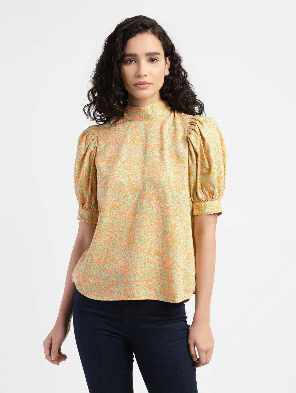 Women's All Over Print High Neck Top