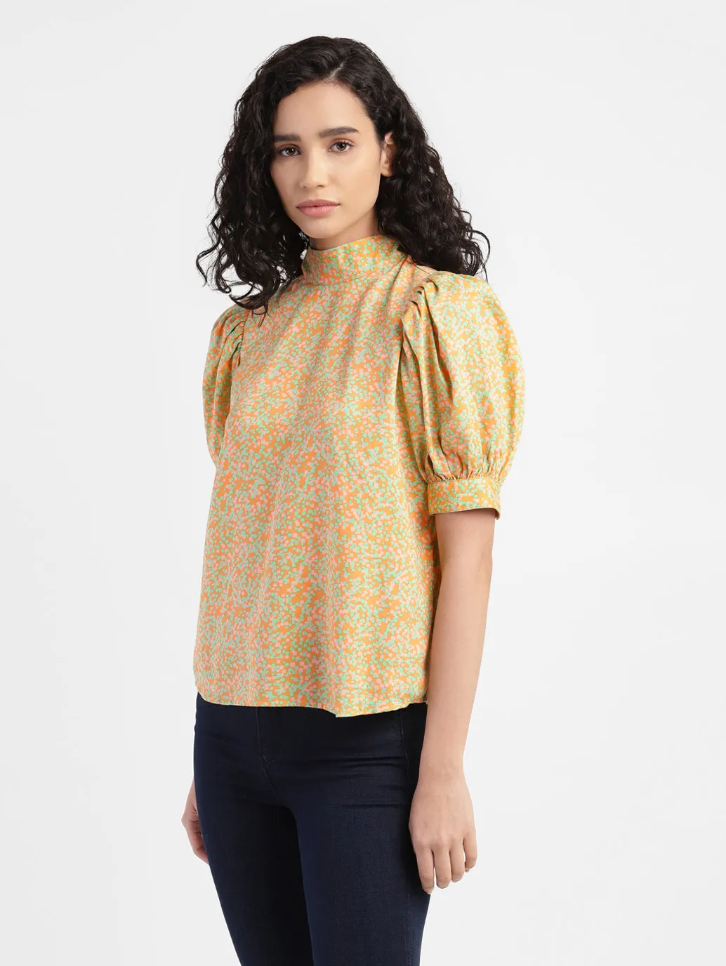 Women's All Over Print High Neck Top