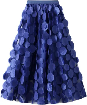 Women's Fashion Tulle Midi Skirt Elastic Waist Mesh Tutu Skirt Solid Color A-line Skirt Soft Comfy Party Clubwear