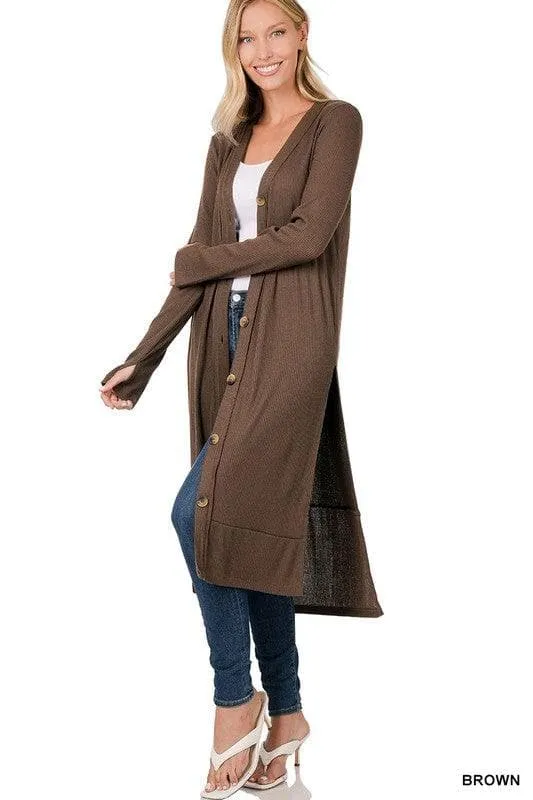 ZENANA Ribbed Long Cardigan