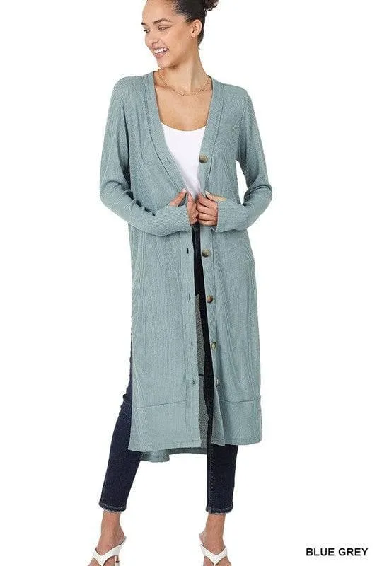 ZENANA Ribbed Long Cardigan