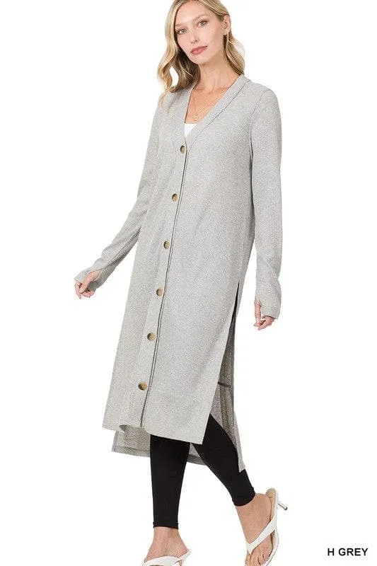 ZENANA Ribbed Long Cardigan