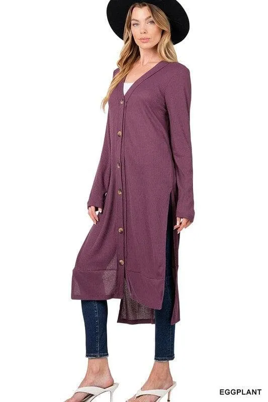 ZENANA Ribbed Long Cardigan