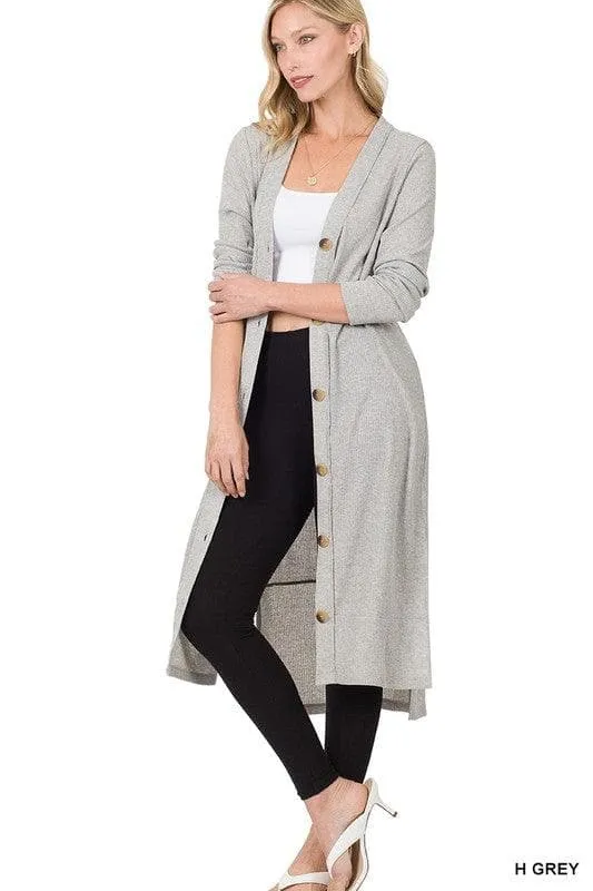 ZENANA Ribbed Long Cardigan